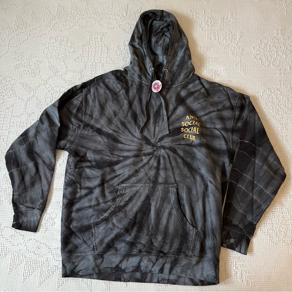 Anti Social Social Club Tie-Dye Black and Gold Hoodie - Picture 3 of 3